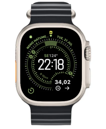 Apple Watch face with Gramps2 complications showing the next family event
